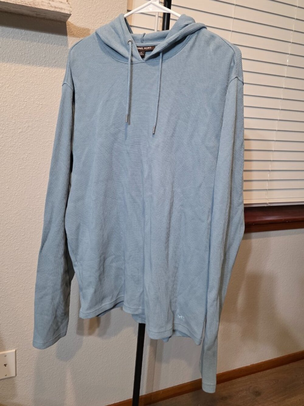 NWT Michael Kors Men's Blue Waffle Knit Pullover Hoodie